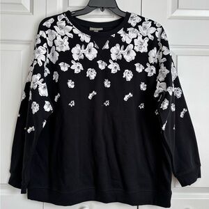 Style & Co. Black and White Floral Sweater